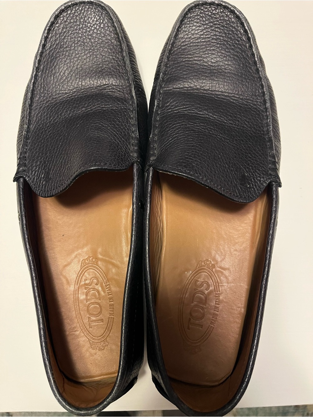 Tod's Blue Leather Pebbled Driving Loafer